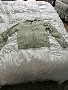 Banana Republic Light Sage V-Neck Button Cardigan
